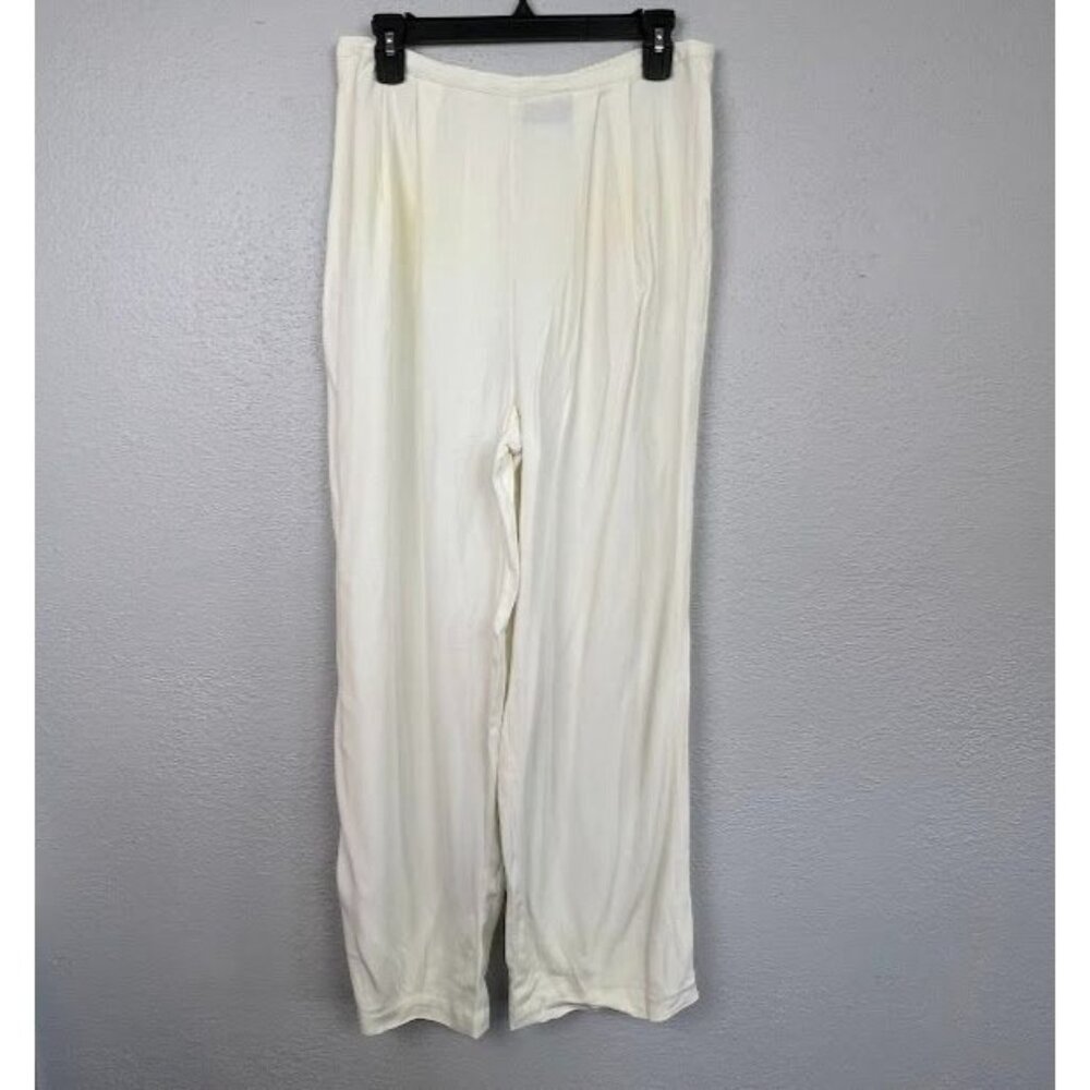 Vintage Carole Little Women's Winter White Pleated Pull On Pants - Size L